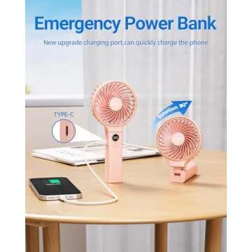 SWEETFULL Handheld Fan, Portable Fan, 5000mAh Rechargeable Battery, 6 Speed Wind, LED Display, Personal Mini Travel Fan with Backup Power, Hand Held Fan USB Foldable Electric Fan for Women Girl