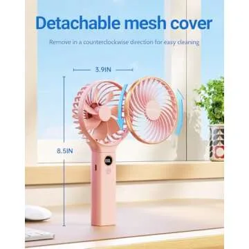 SWEETFULL Handheld Fan, Portable Fan, 5000mAh Rechargeable Battery, 6 Speed Wind, LED Display, Personal Mini Travel Fan with Backup Power, Hand Held Fan USB Foldable Electric Fan for Women Girl