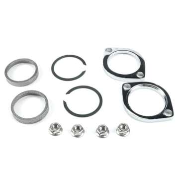 New Exhaust Flange Install Kit Pair Flanges Gaskets C-Clips Nuts Washers for Harley Davidson