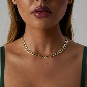 VIROMY Gold Chunky Chain Necklace - 14K Gold Plated Fashion Accessory