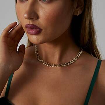 VIROMY Gold Chunky Chain Necklace for Elegant Styling