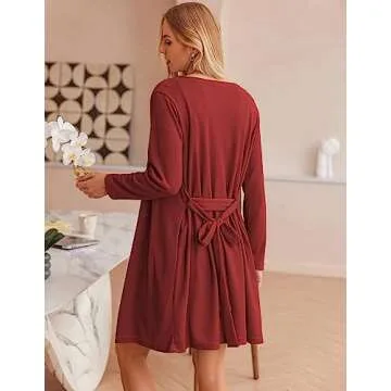 Ekouaer Womens 3 Piece Waffle Knit Lounge Set Soft Pajama Sets Tank Top and Shorts Cardigan with Pockets (Wine Red, S)