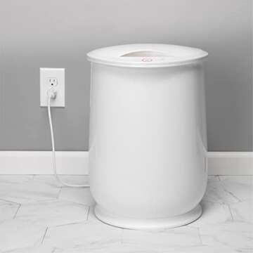 Homewerks Towel Warmer, Luxury Towel Warmer Fits Two Large Bath Towels for Bathroom or Spa, Blanket Warmer, Bucket Style, White Auto Shut Off 60 Minute Timer