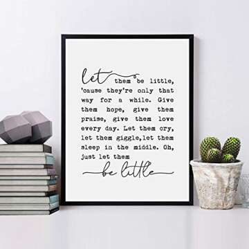 Unframed, Let Them Be Little, Nursery Quotes, Farmhouse Wall Sign, Baby Art Print, Baby Shower Gift,...