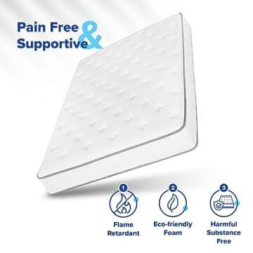 Olee Sleep Queen Mattress, 10 Inch Plush Cloud Hybrid Mattress, Gel Infused Memory Foam, Pocket Spring for Support and Pressure Relief, CertiPUR-US Certified, Bed-in-a-Box, Soft, Queen Size