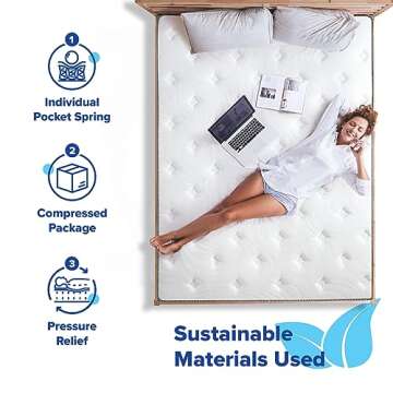 Olee Sleep Queen Mattress, 10 Inch Plush Cloud Hybrid Mattress, Gel Infused Memory Foam, Pocket Spring for Support and Pressure Relief, CertiPUR-US Certified, Bed-in-a-Box, Soft, Queen Size