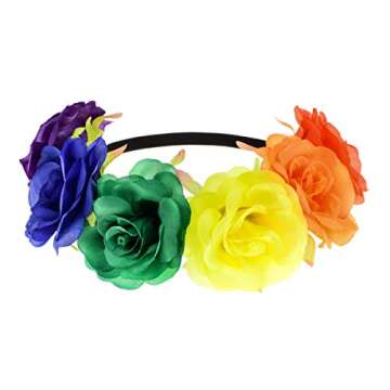 DreamLily Rainbow Rose Flower Crown Pride Party Rainbow Daisy Headband Floral Crown Headpiece NC23 (...