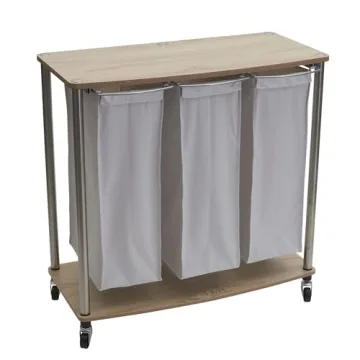 Household Essentials 3-Bag Laundry Cart With Folding Table