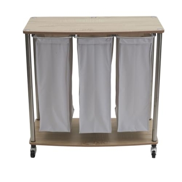 Household Essentials 3-Bag Laundry Cart With Folding Table