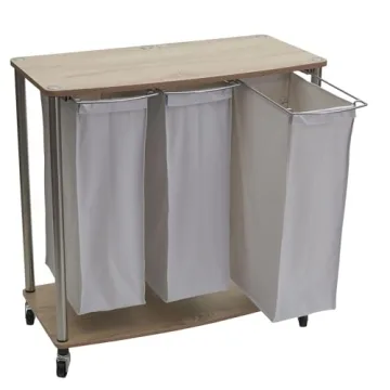 Household Essentials 3-Bag Laundry Cart With Folding Table