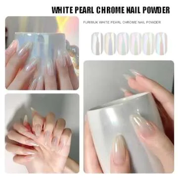 2 Boxes White Pearl Chrome Nail Powder for Stunning Nails