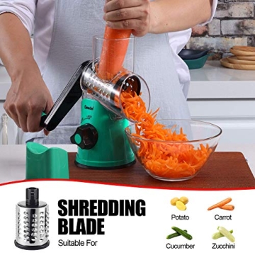 Geedel Rotary Cheese Grater with 3 Blades for Easy Grating