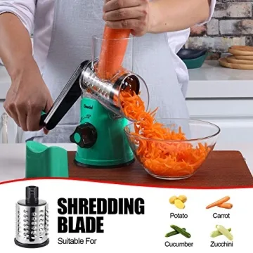 Geedel Rotary Cheese Grater with 3 Blades for Easy Grating