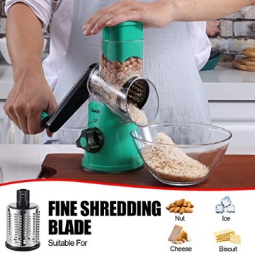 Geedel Rotary Cheese Grater with 3 Blades for Easy Grating