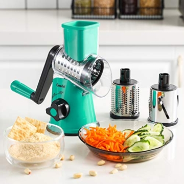 Geedel Rotary Cheese Grater with 3 Blades for Easy Grating