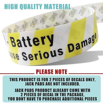 AOSKonology for Mach E Lifting Jack Pads Warning Labels Set of 2