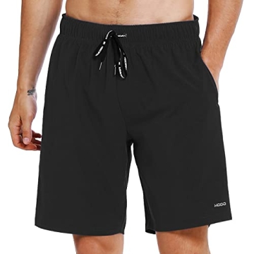 HOdo Men's Black Swim Trunks 9" Quick Dry Swim Shorts for Summer