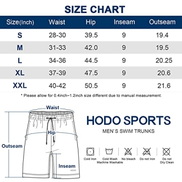 HOdo Men's 9" Black Quick Dry Swim Trunks