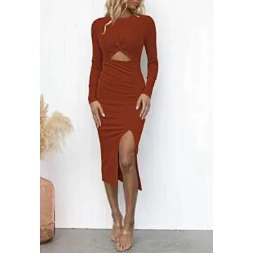 Elegant Cutout Midi Knit Dress for Any Occasion