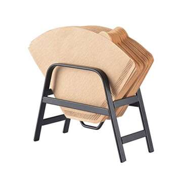 Coffee Filter Holder for Cone & V60 Coffee Filters - CAFEMASY Metal Coffee Filter Paper Holder Rack Stand for Home Kitchen Cafe Bar Cone Coffee Filters Storage (Black)