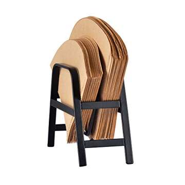 Coffee Filter Holder for Cone & V60 Coffee Filters - CAFEMASY Metal Coffee Filter Paper Holder Rack Stand for Home Kitchen Cafe Bar Cone Coffee Filters Storage (Black)