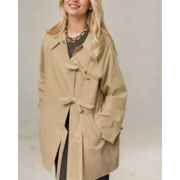 Kedera Women’s Bow Toggle Trench Coat - Trendy & Cozy