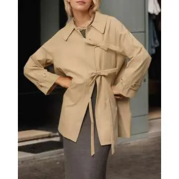Kedera Women’s Bow Toggle Trench Coat - Trendy & Cozy