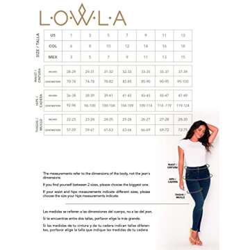 LOWLA Colombian Skinny Butt Lift Push Up Mid Rise Jeans for Women Pantalones Ajustados de Mujer Colombianos Levanta Cola Blue 10
