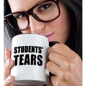 3dRose 11oz Funny Teacher Coffee Mug - Black Quotes for Educators