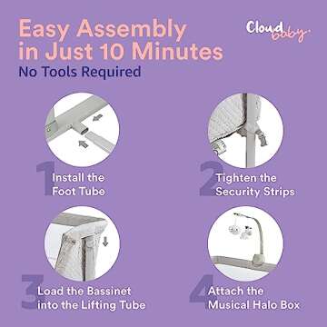 Cloud Baby Bedside Bassinet, Bed Crib for Infant and Newborn, Portable Sleeper for Co-Sleeping, Includes Hanging Figurine and Music - for Girls and Boys, Unisex