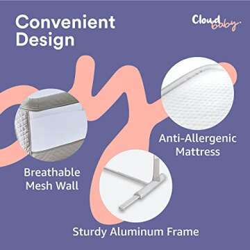 Cloud Baby Bedside Bassinet, Bed Crib for Infant and Newborn, Portable Sleeper for Co-Sleeping, Includes Hanging Figurine and Music - for Girls and Boys, Unisex