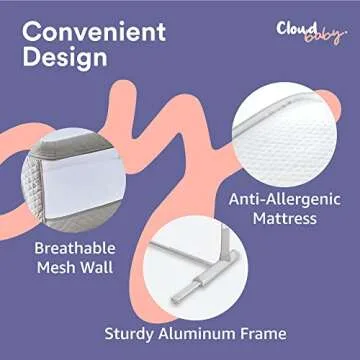 Cloud Baby Bedside Bassinet, Bed Crib for Infant and Newborn, Portable Sleeper for Co-Sleeping, Includes Hanging Figurine and Music - for Girls and Boys, Unisex