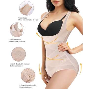 REYEOGO Shapewear Bodysuit for Women Tummy Control Butt Lifter Panty Hi-Waist Trainer Stomach Body Shaper Slimming Girdles