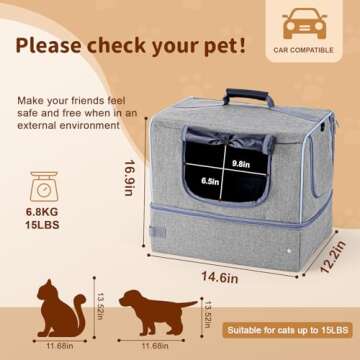 NOVOLAB Cat Enclosed Travel Litter Box Kit with Lid Odorless Dustless, Lightweight Cat Portable Fold...