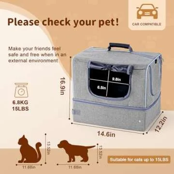 NOVOLAB Cat Enclosed Travel Litter Box Kit with Lid Odorless Dustless, Lightweight Cat Portable Fold...