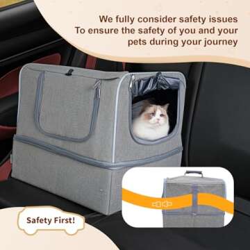 NOVOLAB Cat Enclosed Travel Litter Box Kit with Lid Odorless Dustless, Lightweight Cat Portable Foldable Litter Box for Indoor and Car