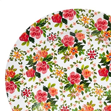 Amazon Basics 12-Piece Melamine Dinnerware Set - Service for 4, Red Rose Garden