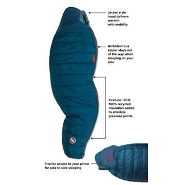 Big Agnes Sidewinder SL 35 Sleeping Bag – Designed for Side Sleepers with DownTek Insulation