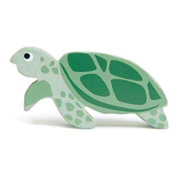 Tender Leaf Toys Coastal Creatures – 8 Wooden Ocean Animal Figurines with a Display Shelf - Classic Toy for Pretend Play – Develops Creative & Imaginative Skills – Learning Role Play – Ages 3+ Years
