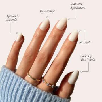 Glamnetic Press On Nails - White Swan | Opaque Classic Off White Short Oval False Nails, Reusable Stick On Fake Nails with Glue | Salon Quality | 15 Sizes - 30 Nail Kit