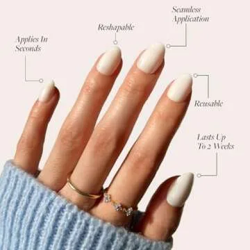 Glamnetic Press On Nails - White Swan | Opaque Classic Off White Short Oval False Nails, Reusable Stick On Fake Nails with Glue | Salon Quality | 15 Sizes - 30 Nail Kit