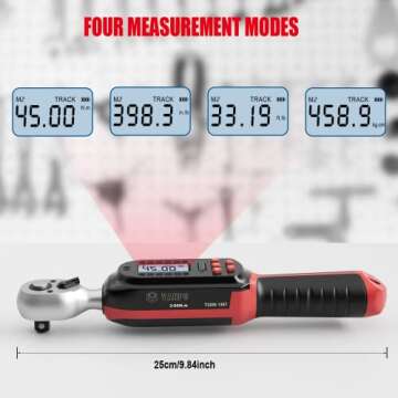 VANPO 3/8 Inch Digital Torque Wrench with Preset Values, 2.2-44.3 Ft-lbs/3-60Nm, Buzzer and LED Notification, Small Electronic Torque Wrench for Motorcycles