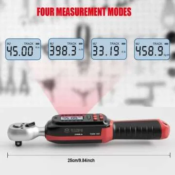 VANPO 3/8 Inch Digital Torque Wrench with Preset Values, 2.2-44.3 Ft-lbs/3-60Nm, Buzzer and LED Notification, Small Electronic Torque Wrench for Motorcycles