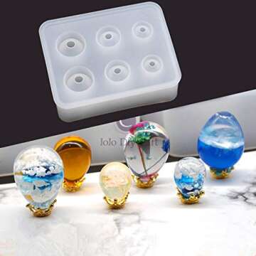 Eggs Ball Silicone Resin Molds for Jewelry Keychain, Epoxy Resin Ball Spheroid Necklace Stone Mold, Mini Orbs Pendant Casting Silicon Mold for UV Resin Crafts, DIY Easter Eggs Planet Jewelry Making