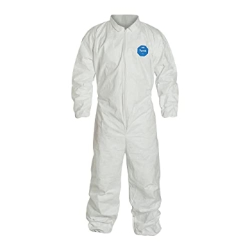 DuPont Tyvek 400 TY125S Disposable Protective Coverall with Elastic Cuffs, White, Medium (Pack of 6)