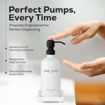 White Glass Hand and Dish Soap Dispenser Set - Modern Kitchen Decor