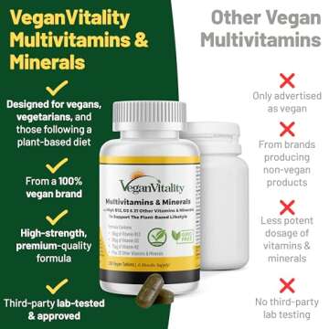 Vegan Vitality Multivitamins for Women & Men - 180 Tablets