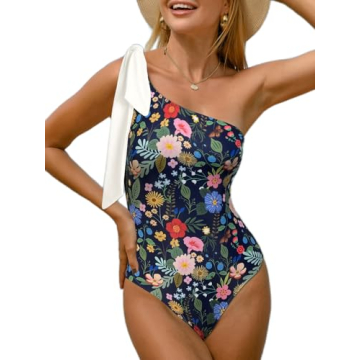 BIKINX Sexy One Piece Swimsuit for Women One Shoulder Bathing Suit Tummy Control Cutout Bow Tie Mono...