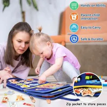 SaFeli Busy Board 12 Pages, Montessori Sensory Toys for Toddlers 1 2 3 4 Year Old - Boys Girls Birthday Gifts, Travel Busy Book for Airplane Car, Educational Learning Activities for Ages 1-3