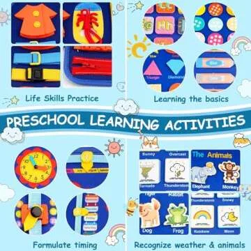 SaFeli Busy Board 12 Pages, Montessori Sensory Toys for Toddlers 1 2 3 4 Year Old - Boys Girls Birthday Gifts, Travel Busy Book for Airplane Car, Educational Learning Activities for Ages 1-3